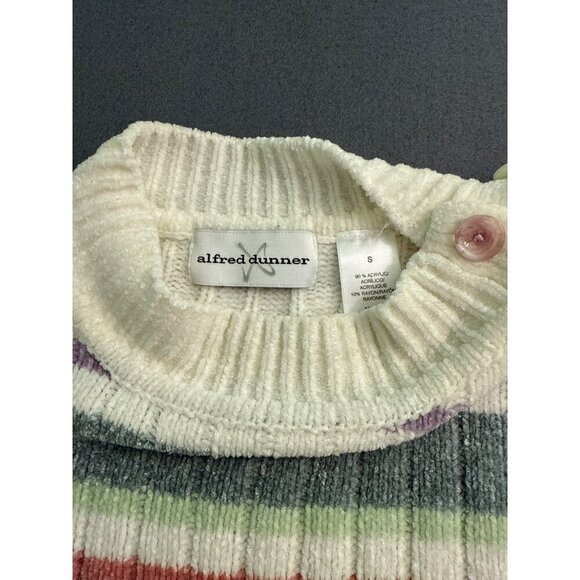 Alfred Dunner Striped Ribbed Knit Sweater With Button Shoulder Detail Womens Sma - Picture 5 of 6